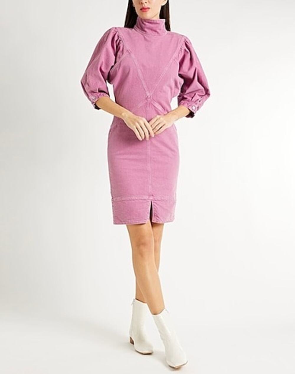 Isabel Marant Étoile Pink Puff Sleeve Cotton Denim Mini Dress EU 34